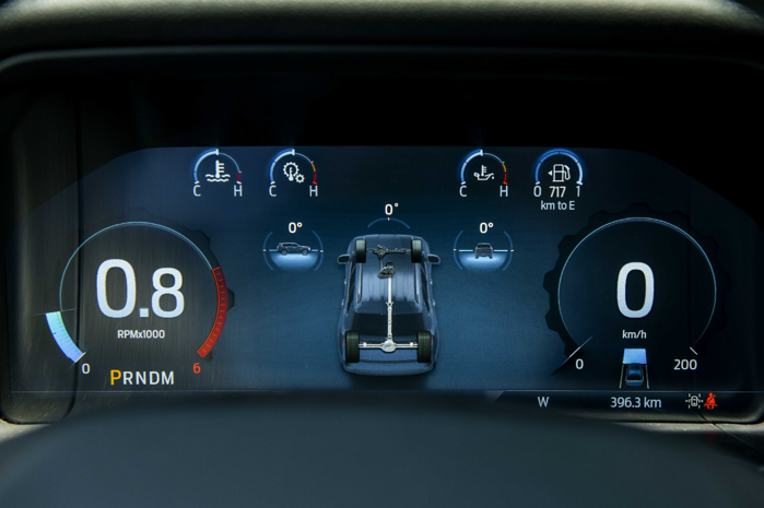 Bảng đồng hồ điện tử có giao diện hiển thị bắt mắt, cung cấp nhiều thông tin bao gồm cả độ dốc và độ nghiêng của xe, phù hợp khi offroad.1